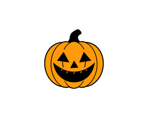 Cute Halloween Jack-o'-Lantern Pumpkin Vector Clipart– Smiling Cartoon Vector Isolated on White Background.
