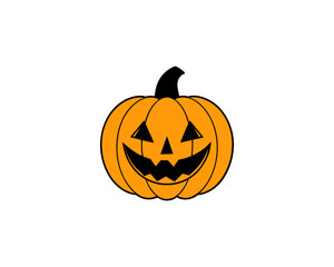Cute Halloween Jack-o'-Lantern Pumpkin Vector Clipart– Smiling Cartoon Vector Isolated on White Background.