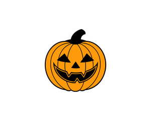 Cute Halloween Jack-o'-Lantern Pumpkin Vector Clipart– Smiling Cartoon Vector Isolated on White Background.