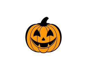 Cute Halloween Jack-o'-Lantern Pumpkin Vector Clipart– Smiling Cartoon Vector Isolated on White Background.