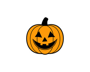 Cute Halloween Jack-o'-Lantern Pumpkin Vector Clipart– Smiling Cartoon Vector Isolated on White Background.