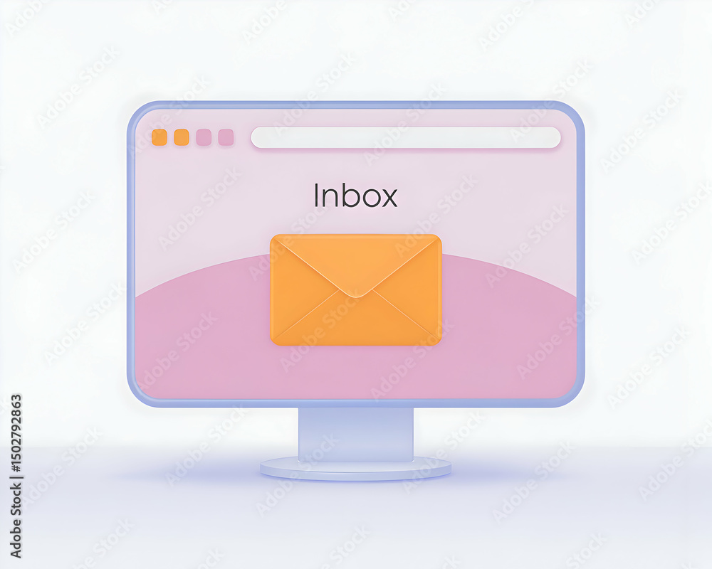 Poster new email notification on computer screen displaying inbox