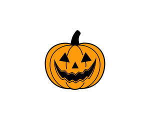 Halloween Pumpkin Vector – Cute Smiling Jack-o'-Lantern Face Vector Illustration for Spooky Fall Decorations.