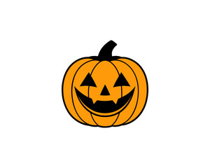 Halloween Pumpkin Vector – Cute Smiling Jack-o'-Lantern Face Vector Illustration for Spooky Fall Decorations.