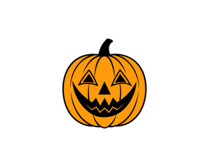 Halloween Pumpkin Vector – Cute Smiling Jack-o'-Lantern Face Vector Illustration for Spooky Fall Decorations.