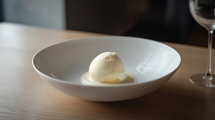 Scoop of Ice Cream in a White Bowl