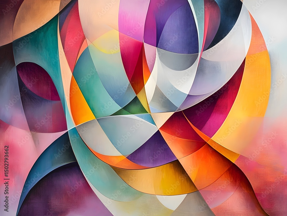 Poster vibrant abstract composition: a captivating display of colors and forms intertwines, offering a dyna