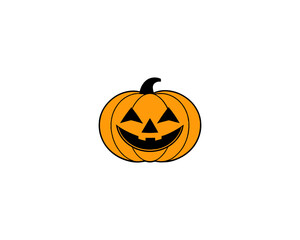 Halloween pumpkin vector illustration – cute jack-o-lantern face, funny cartoon clipart for autumn greeting card designs and holiday design projects.