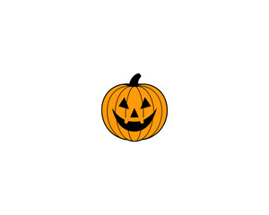 Halloween pumpkin vector illustration – cute jack-o-lantern face, funny cartoon clipart for autumn greeting card designs and holiday design projects.