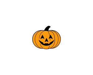 Halloween pumpkin vector illustration – cute jack-o-lantern face, funny cartoon clipart for autumn greeting card designs and holiday design projects.