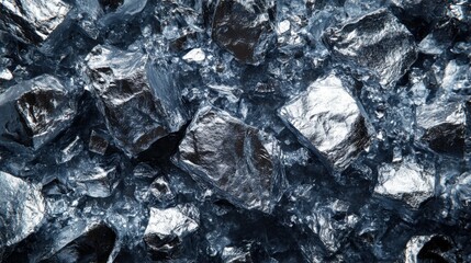 Shiny Chromium Crystals, Mineral Sample, Close Up, Science Background, Industrial Material, Metal Rock