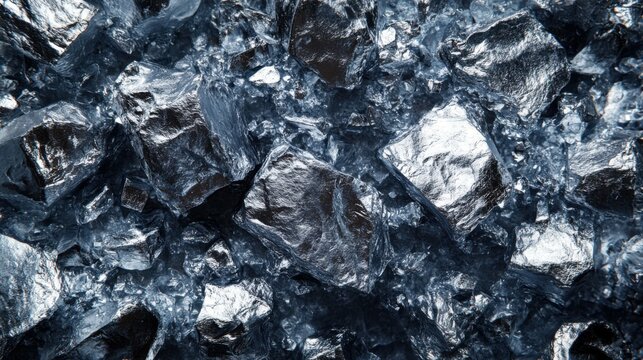Shiny Chromium Crystals, Mineral Sample, Close Up, Science Background, Industrial Material, Metal Rock