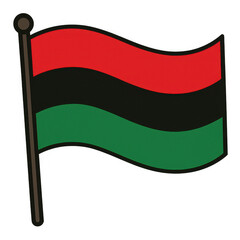 Bold flag design featuring red, black, and green colors, symbolizing empowerment and unity, ideal for cultural events or celebrations. Isolated on white background or PNG