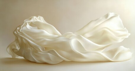 Creamy white fabric, flowing drapes