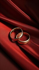 Wedding ring. Wedding rings on the table in a jewelry store. Wedding accessories. Jewelry ring in luxury jewelry store. Luxury jewelry shop. Wedding or Engagement Concept with copy space.