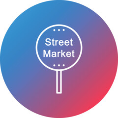 Street Market Sign Line Gradient Circle Background Icon