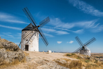 Historic windmills of Consuegra, Castilla-La Mancha, Spain.