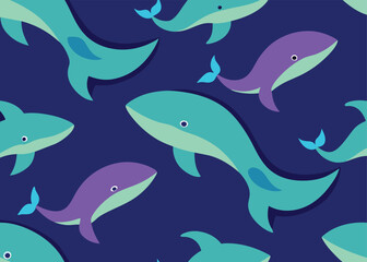Fototapeta premium Seamless pattern with dolphins vector illustration