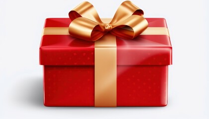 A Simple Red Gift Box With an Elegant Golden Ribbon Bow