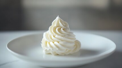 Whipped Cream Swirl on a White Plate