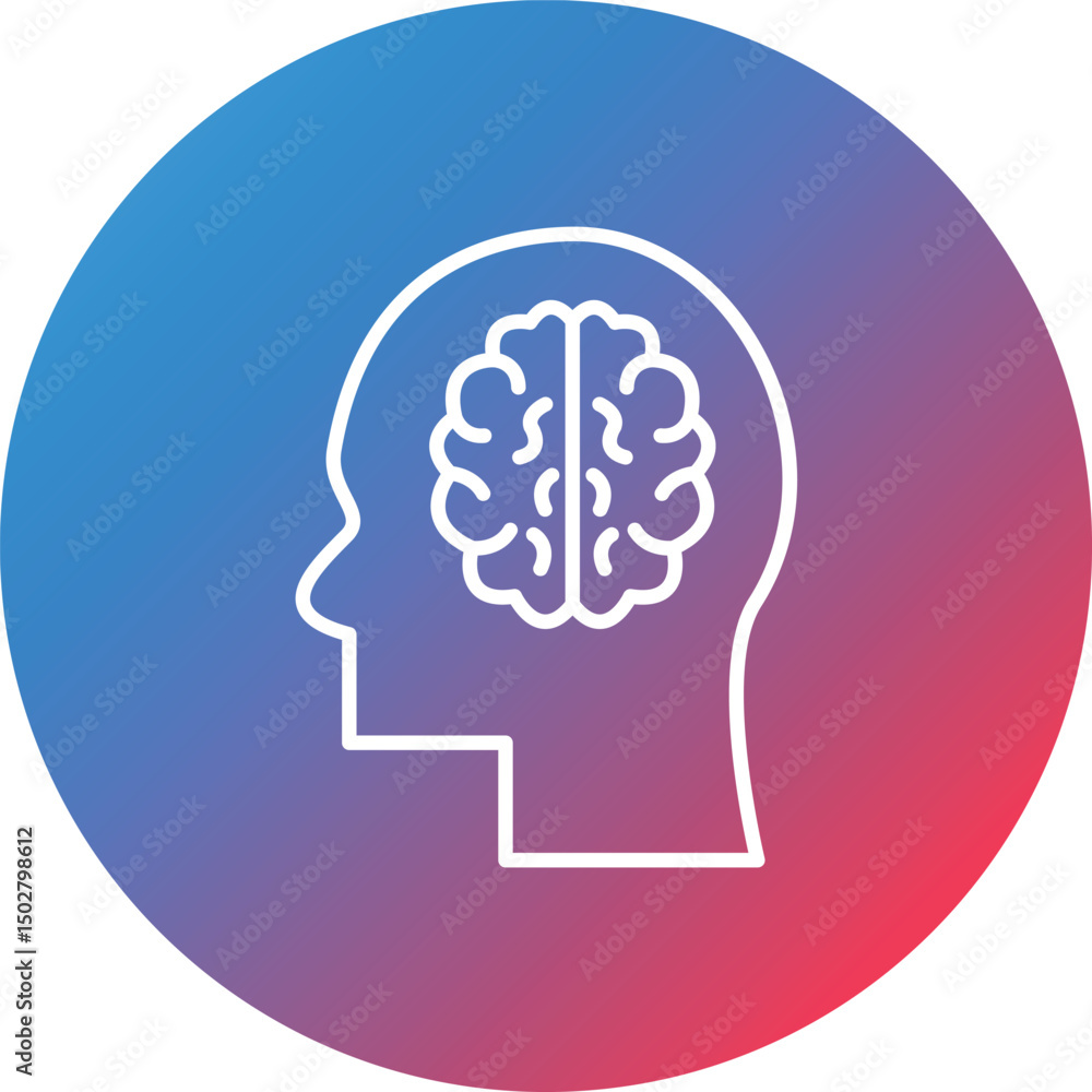 Poster brain line gradient circle background icon