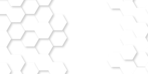 Fototapeta premium Abstract emboss white Hexagonal Background. Luxury White Pattern. Futuristic minimal honeycomb mosaic white background. geometric mesh cell texture. modern futuristic wallpaper.