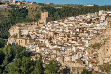 Aerial view of Jorquera town, Alcala del Jucar, Castile-La Mancha, Spain