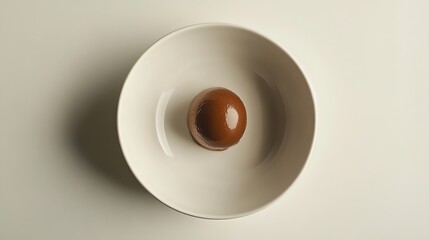 A single brown egg in a white bowl