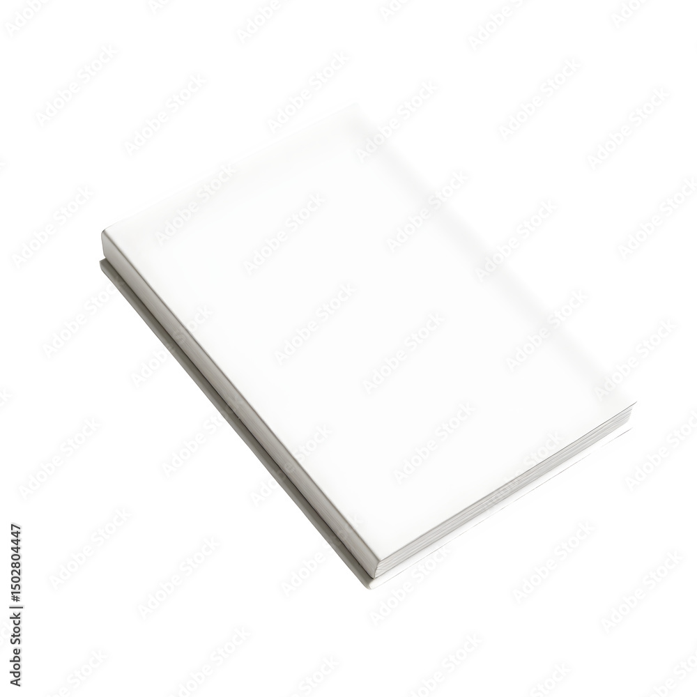 Poster a simple white book lying flat on a black surface casting a soft shadow with a clean and modern look