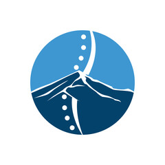modern chiropractic logo design graphic shilhouette of mountain and spine for spinal care brand vector template illustration