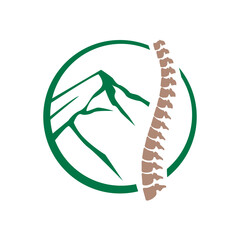 modern chiropractic logo design graphic shilhouette of mountain and spine for spinal care brand vector template illustration
