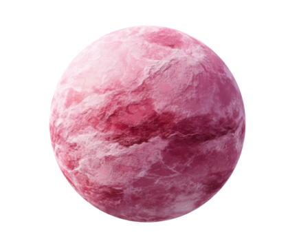 Artistic representation of a pink planet in space on a transparent background, cut out - Powered by Adobe