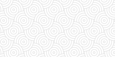 Obraz premium Overlapping creative diamond circle abstract white and gray pattern background with waves texture. geometric digital fabric pattern circles floral lapping white retro background.