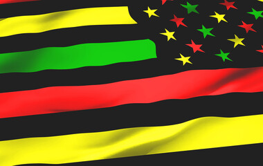 Juneteenth Freedom Day. African heritage . June 19. Celebrate Black Freedom. Flag. 3d illustration