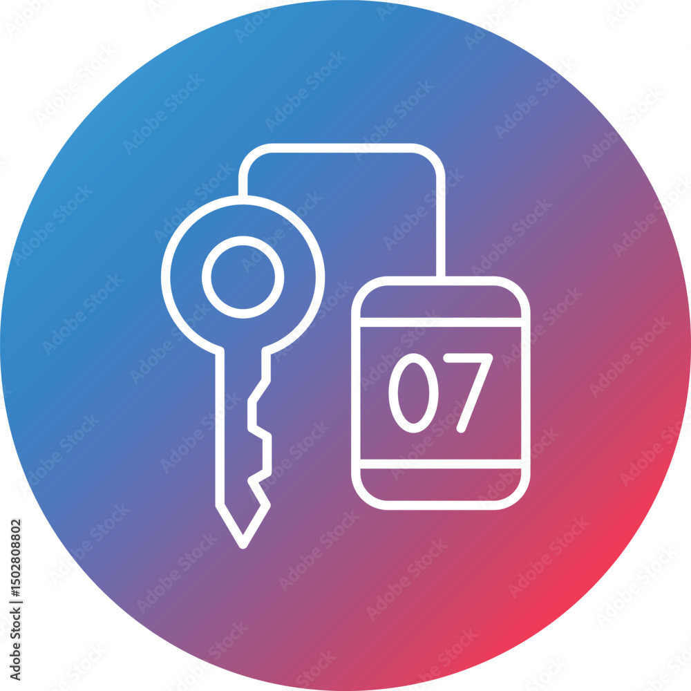 Poster room key line gradient circle background icon