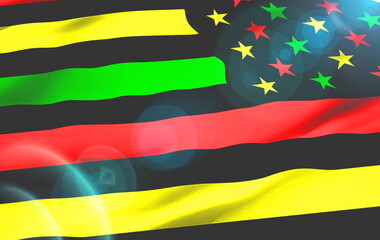 Juneteenth Freedom Day. African heritage . June 19. Celebrate Black Freedom. Flag. 3d illustration