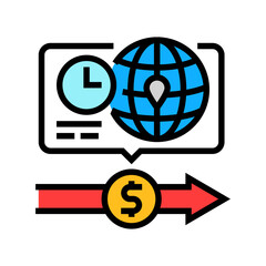 instant cross border payments fintech color icon vector illustration