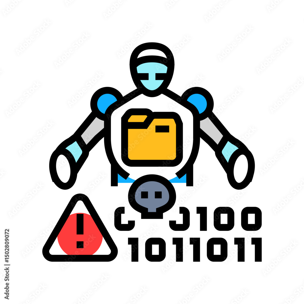 Poster synthetic data fraud detection fintech color icon vector illustration