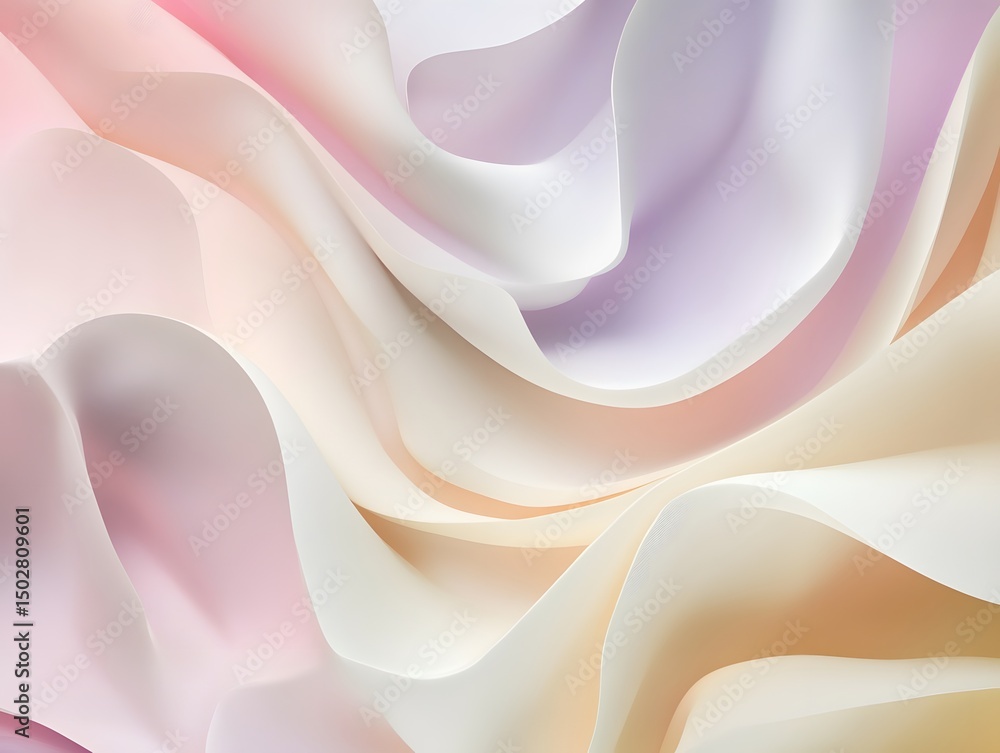 Poster flowing fabric: soft folds of fabric cascade in a mesmerizing display of pastel hues, the textures a