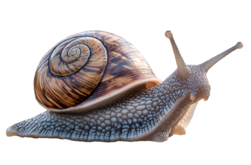 A cute snail isolated on a transparent background.