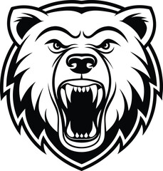 Fototapeta premium aggressive bear face logo vector illustration