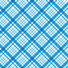 Seamless Blue Grid Plaid Pattern in Diagonal Style &ndash; Clean and Geometric Vector Design