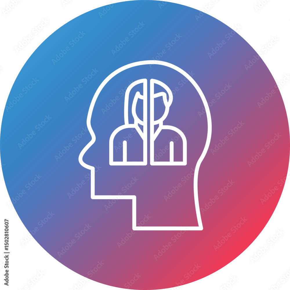Poster dissociative identity disorder line gradient circle background icon