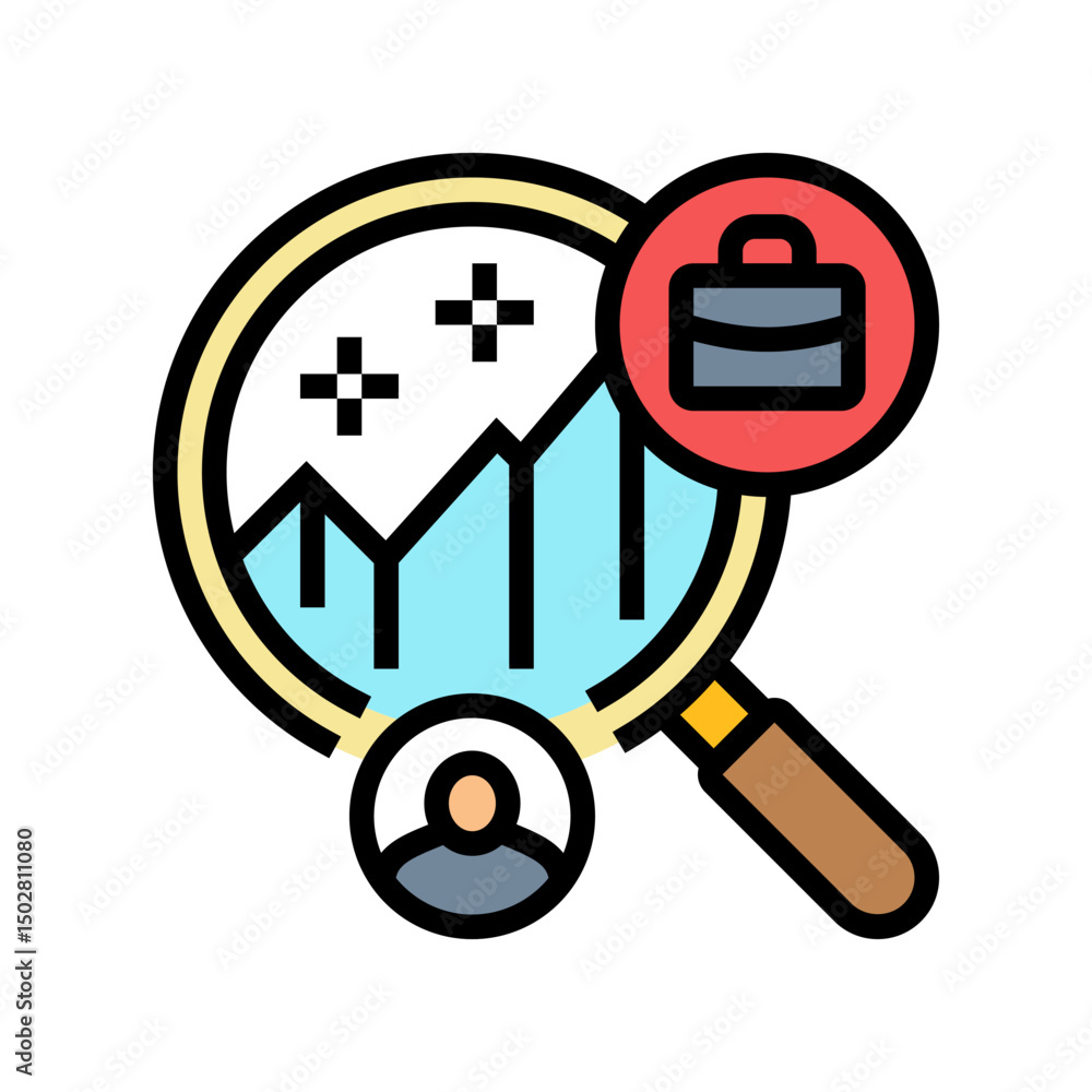 Poster predictive hiring algorithms head hunting color icon vector illustration