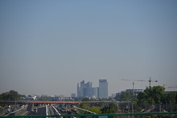 widok centrum miasta Warszawa drapacze chmur © Miroslaw