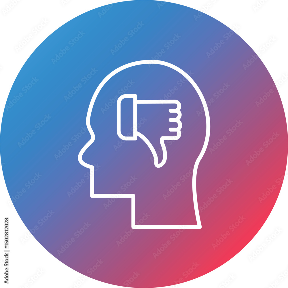 Poster negative thinking line gradient circle background icon