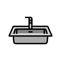 stainless steel sink color icon vector illustration