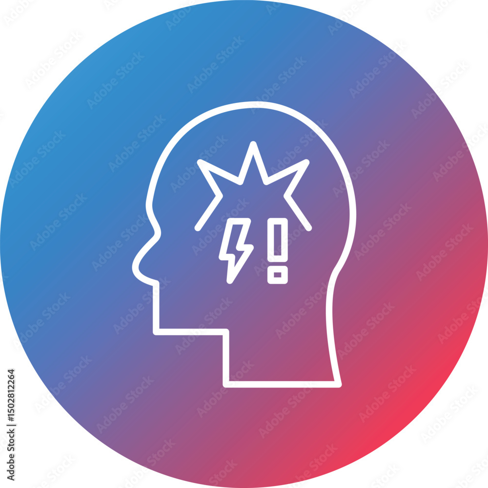 Poster panic atack line gradient circle background icon