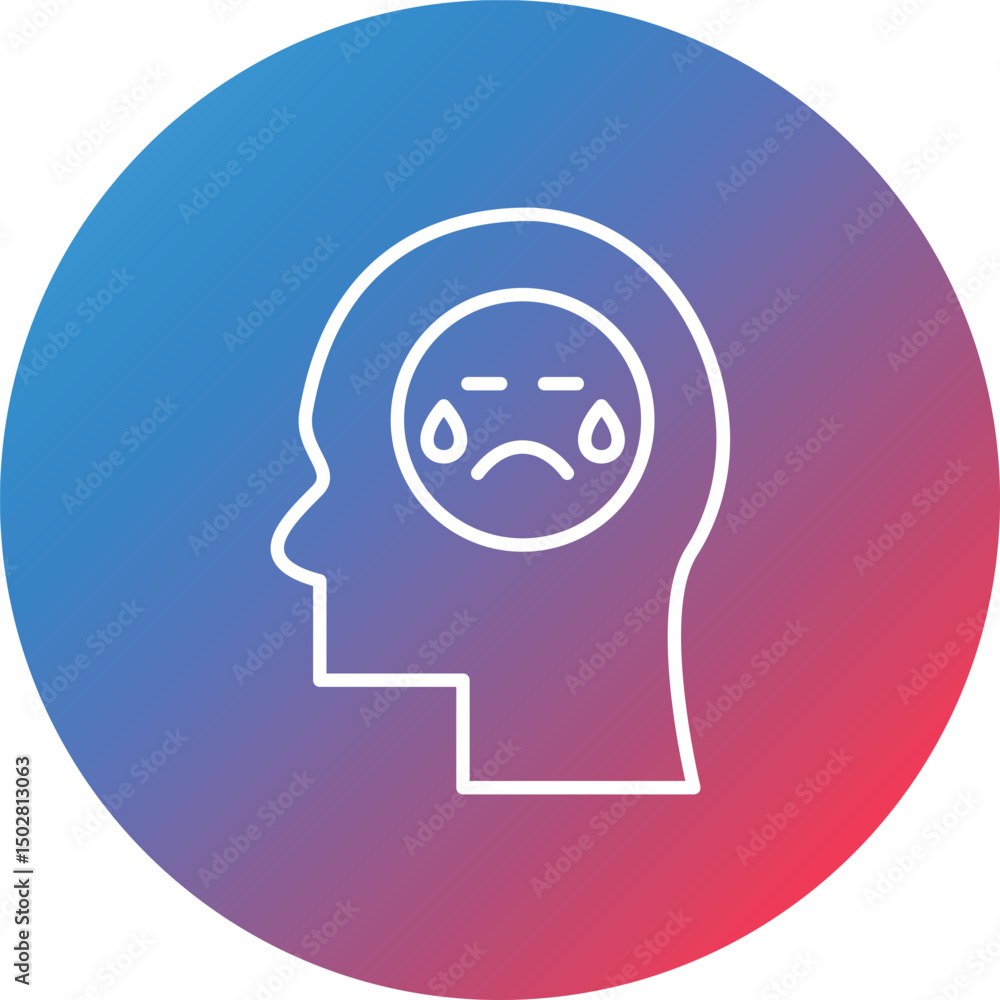 Poster sadness line gradient circle background icon