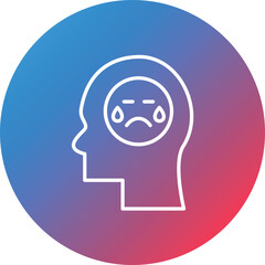 Sadness Line Gradient Circle Background Icon